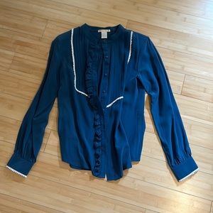 Gold Hawk silk blouse NWOT